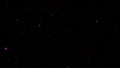 Abstract seamless animation of flying particles in crimson neon rays. Infinite outer space. 3D. 4K. Isolated black background