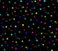 Abstract seamless background of colored circles, confetti and balloons on a black background Royalty Free Stock Photo