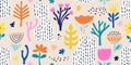 Abstract seamless background with flowers and hand-drawn details.Modern background for the design of textiles, covers
