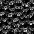 Abstract seamless background, lines and circles, black and white