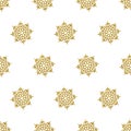 Abstract seamless background pattern.Winter Christmas theme.Golden snowflakes on white background.3D effect texture Royalty Free Stock Photo