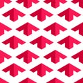 Abstract seamless background. Red pyramids or upward arrows