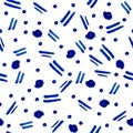 , watercolor textile ornament, dotted line, blue large and small polka dots . bitmap