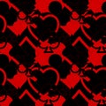 abstract seamless black and red pattern of different card suits, texture