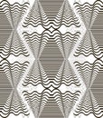 Abstract Seamless Black And White Pattern Of Wavy Shapes