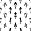 Abstract Seamless Black And White Stylish Flower Clothing Pattern Repeated Design On White Background