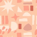 Abstract seamless boho pattern with hand drawn abstract geometric spots in a trendy earthy palette. Aesthetic modern background