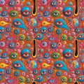 Abstract seamless bright colorful psychedelic comic pattern Royalty Free Stock Photo