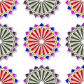 Abstract seamless colored bright vector wallpaper pattern with ethnic design. Round design seamless pattern.