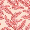 Abstract seamless composition living coral banana leaves