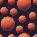 Abstract seamless digital pattern drawn up of red spheres on black background Royalty Free Stock Photo