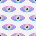 Abstract seamless eyes pattern. Stylized eye shapes with vertical stripes Royalty Free Stock Photo