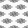 Abstract seamless eyes pattern. Stylized eye shapes with vertical stripes Royalty Free Stock Photo