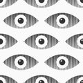 Abstract seamless eyes pattern. Stylized eye shapes with vertical stripes Royalty Free Stock Photo