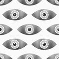 Abstract seamless eyes pattern. Stylized eye shapes with vertical stripes Royalty Free Stock Photo