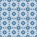 Abstract seamless fabric blue lace pattern on white Royalty Free Stock Photo