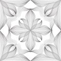 Abstract seamless floral linear pattern. Arabic line ornament with flower shapes. Floral orient tile pattern with black lines.