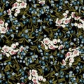 Abstract seamless floral pattern with forget-me-not