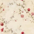 Abstract seamless floral pattern with red roses flowers. Floral design backdrop. AI illustration. For background Royalty Free Stock Photo