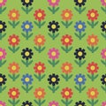 Abstract seamless flower pattern in flat style. Floral polka dot background with geometric flowers. Royalty Free Stock Photo