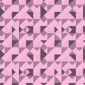 Abstract seamless geometric background. Pattern of triangles and squares. Pink and gray colors. Illustration. Royalty Free Stock Photo