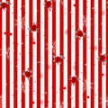 Abstract Seamless geometric Horizontal striped pattern with red and white stripes flower and snowflake. Vector illustration. eps Royalty Free Stock Photo