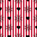 Abstract Seamless geometric Horizontal striped pattern with red and white stripes heart and snowflake. Vector illustration Royalty Free Stock Photo