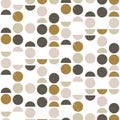 Abstract seamless geometric pattern with circles and semicircles in scandinavian style.