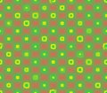 Abstract seamless green background with green and yellow and pink squares with stroke Royalty Free Stock Photo