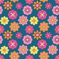 Abstract seamless groovy flower background. Royalty Free Stock Photo