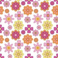 Abstract seamless groovy flower background. Royalty Free Stock Photo