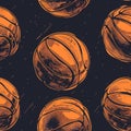 Abstract seamless grunge pattern for guys. Urban style modern background with basketball . Sport extreme style creative Royalty Free Stock Photo