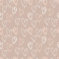 Abstract seamless heart pattern. Ink illustration. beige vector background.