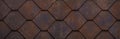 Abstract seamless orange brown rusty geometric rhombus diamond hexagon 3d damask ornate tiles rust wall texture background banner