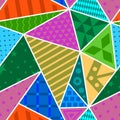 Abstract seamless patchwork with bright triangle patterns. Vector drawing Royalty Free Stock Photo