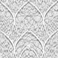 Abstract seamless pattern of the architectural style papercut