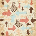 Abstract seamless pattern of arrows on a faded paper shabby Royalty Free Stock Photo