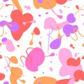 Abstract seamless pattern background made of colorful pink, purple, red and orange blots of nail polish. Royalty Free Stock Photo