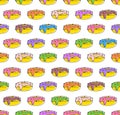 Abstract seamless pattern background made of flat outlined donuts.