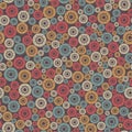 Abstract seamless pattern, background. Uniformly distributed disjoint geometric elements of different sizes. Colored rings with a Royalty Free Stock Photo