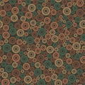 Abstract seamless pattern, background. Uniformly distributed disjoint geometric elements of different sizes. Colored rings with a Royalty Free Stock Photo