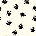 Abstract seamless pattern with black hand drawn brush strokes. Chaotic pattern on white background. Vector texture. Illustration Royalty Free Stock Photo