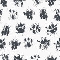 Abstract seamless pattern - black ink prints with messy cat paws.