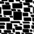 Abstract seamless pattern of black rectangles and squares of various sizes with gray shadow on white background Royalty Free Stock Photo