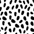 Abstract seamless pattern with black spots on white. Dalmatian skin imitation. Animal print. Vector illustration Royalty Free Stock Photo