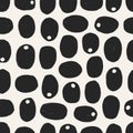 Abstract seamless pattern. Black and white endless background with irregular blobs, organic geometric doodle shapes. Printable Royalty Free Stock Photo