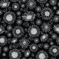 Abstract seamless pattern of black and white sunflowers design Royalty Free Stock Photo