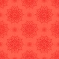 Abstract seamless pattern. Bright hand drawn round ornament mandala. Trendy coral orange color. Vector texture background Royalty Free Stock Photo