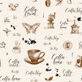 Abstract seamless pattern on the coffee theme Royalty Free Stock Photo