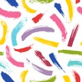 Abstract seamless pattern. Colorful brush strokes of colored paint